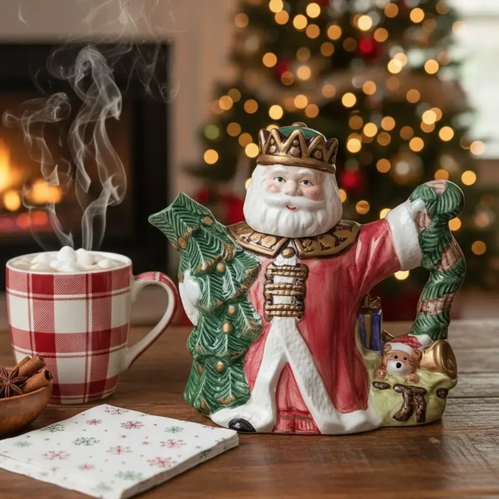 Vintage World Bazaars Santa Ceramic Pitcher / Teapot – Early 2000s